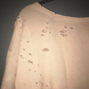 Blush Pink Distressed Sweatshirt